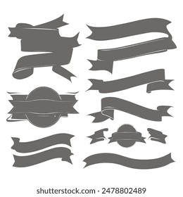 Banner ribbon set silhouette vector black shape