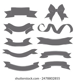 Banner ribbon set silhouette vector black shape
