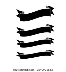 Banner ribbon set silhouette vector element 