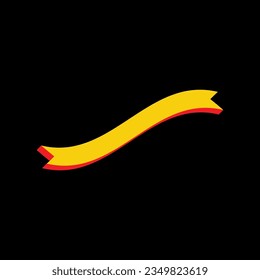 Banner ribbon sign. 3D Extruded Yellow Icon with Red Sides a Black background. Illustration.