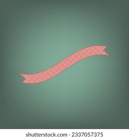 Banner ribbon sign. Apricot Icon with Brick Red parquet floor graphic pattern on a Ebony background. Feldgrau. Green. Illustration.