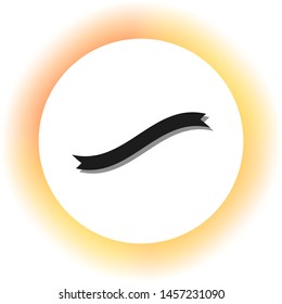 Banner ribbon sign. Dark icon with shadow on the glowing circle button. Illustration.