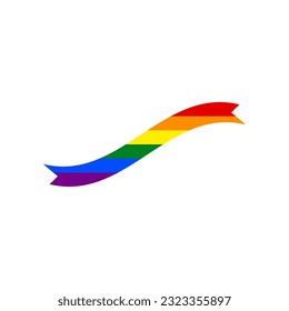 Banner ribbon sign. Rainbow gay LGBT rights colored Icon at white Background. Illustration.