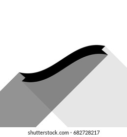 Banner ribbon sign. Vector. Black icon with two flat gray shadows on white background.