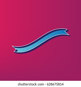 Banner ribbon sign. Vector. Blue 3d printed icon on magenta background.