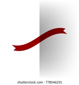 Banner ribbon sign. Vector. Bordo icon on white bending paper background.