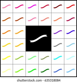 Banner ribbon sign. Vector. Felt-pen 33 colorful icons at white and black backgrounds. Colorfull.