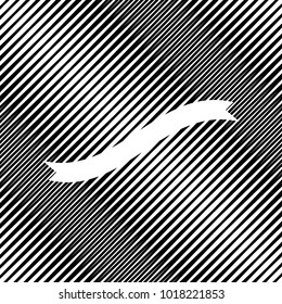 Banner ribbon sign. Vector. Icon. Hole in moire background.