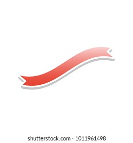 Banner ribbon sign. Vector. Reddish icon with white and gray shadow on white background. Isolated.