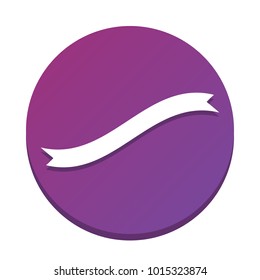 Banner ribbon sign. Vector. White icon with flat shadow on purpureus circle at white background. Isolated.
