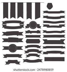 Banner ribbon silhouette vector black shape