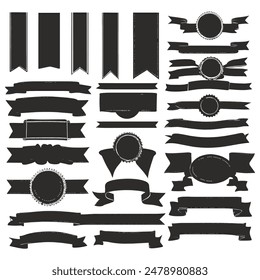 Banner ribbon silhouette vector black shape