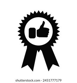 Banner ribbon Thumb up icon flat.