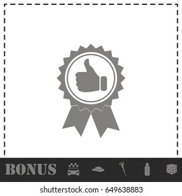Banner ribbon Thumb up icon flat. Simple vector symbol and bonus icon