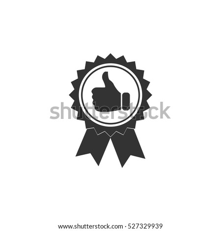 Banner ribbon Thumb up icon flat. Illustration isolated vector sign symbol