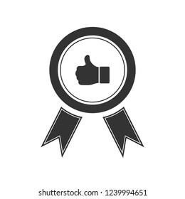 Banner ribbon Thumb up. Icon Flat