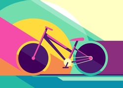Banner With Road Bike. Placard Design In Flat Style.