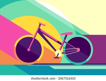 Banner with road bike. Placard design in flat style.