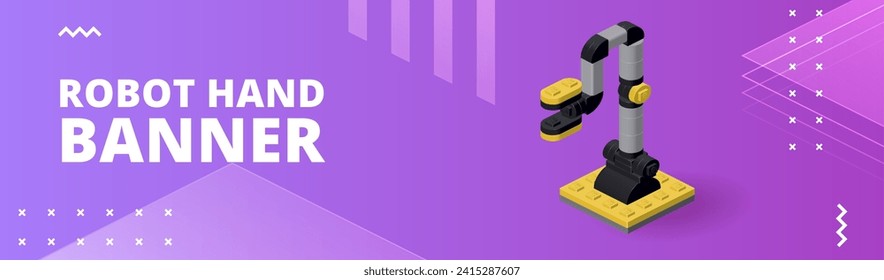 Banner with robot hand for print and design. Vector illustration.