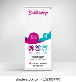 Banner roll up design, for beauty parlour with and hairdresser