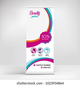 Banner roll up design, for beauty parlour with and hairdresser