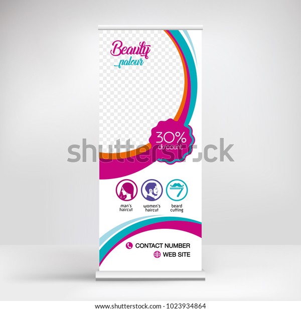 Banner Roll Design Beauty Parlour Hairdresser Stock Vector