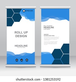 Banner roll up design, business concept. Vertical banner template. Universal stand for conference, seminar, exhibitions, promo banner vector background. Modern publication x-banner and flag-banner.