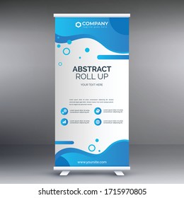 Banner roll up design, business concept. Graphic folding template for the exhibition, banner for the seminar, layout for posting photos. Universal stand for the conference, promo banner vector backgro