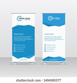 Banner roll-up design, business concept. Graphic template roll-up for exhibitions, banner for seminar, layout for placement of photos. Universal stand for conference, promo banner vector background