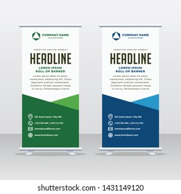 Banner roll-up design, business concept. Graphic template roll-up for exhibitions, banner for seminar, layout for placement of photos. Universal stand for conference, promo banner vector background