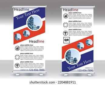 Banner roll-up design, business concept. Graphic template roll-up for exhibitions, banner 
for seminar, pull up design, modern banner. Universal stand for 
conference, promo banner vector background.