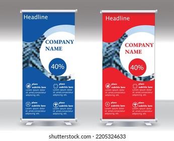 Banner roll-up design, business concept. Graphic template roll-up for exhibitions, banner 
for seminar, pull up design, modern banner. Universal stand for 
conference, promo banner vector background.