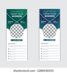 Banner roll-up design, business concept. Graphic template roll-up for exhibitions, banner for seminar, layout for placement of photos. Universal stand for conference, promo banner vector background.