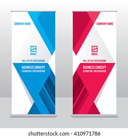 Banner roll-up design, business concept. Graphic template roll-up for 
exhibitions, banner for seminar, layout for placement of photos.
Universal stand for conference, promo banner vector background.