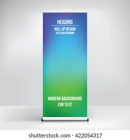 Banner roll-up design, business concept. Graphic template roll-up for 
exhibitions, banner for seminar, layout for placement of photos.
Universal stand for conference, promo banner vector background.