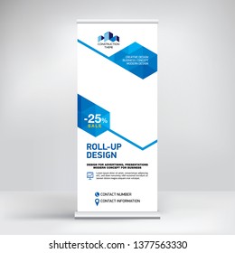Banner roll-up design, modern graphic style in fashionable color, abstract creative background. Banner design for presentations, conferences and exhibitions