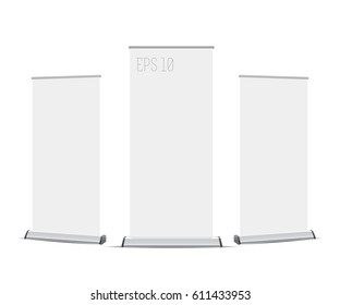 Banner roll-up. Graphic template roll-up for exhibitions, banner for seminar. Universal stand for conference, promo banner vector background.