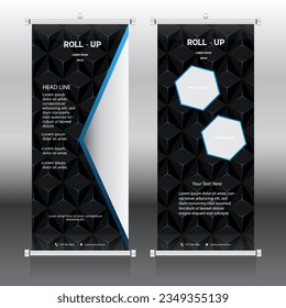 Banner Roll-up, Stand Vektor, grafische Vorlage für Ausstellung, Konferenz, Unterkunft Werbung Informationen und Fotos. Geschäftskonzept, TETT-Vektorhintergrund