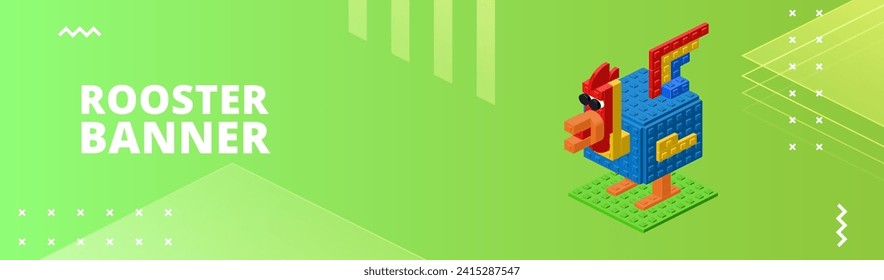 Banner with rooster for print and design. Vector illustration.