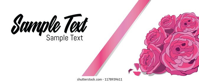 Banner Rose Flowers 2 Vector Eps.10