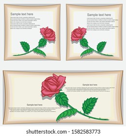 Banner with rose and paper in  vector style 