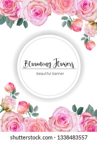 Banner with roses vector illustration