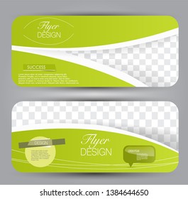 Banner with round corners. Advertisement template. Green vector illustration.