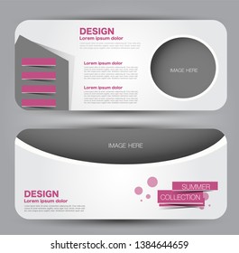 Banner with round corners. Advertisement template. Pink vector illustration.