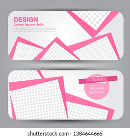 Banner with round corners. Advertisement template. Pink vector illustration.