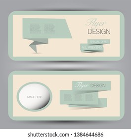 Banner with round corners. Advertisement template. Green vector illustration.
