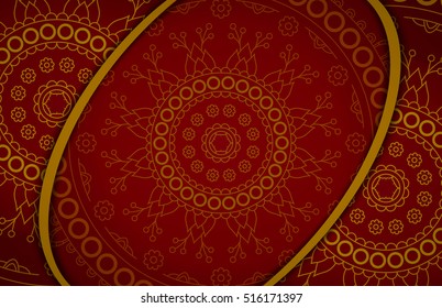 Banner with round ornament. Circle elements card. Vintage decorative pattern. Hand drawn. Vector illustration.
