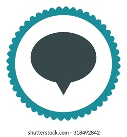 Banner round stamp icon. This flat vector symbol is drawn with soft blue colors on a white background.