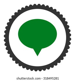Banner round stamp icon. This flat vector symbol is drawn with green and gray colors on a white background.