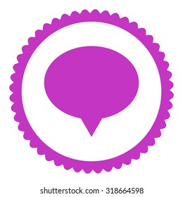 Banner round stamp icon. This flat vector symbol is drawn with violet color on a white background.